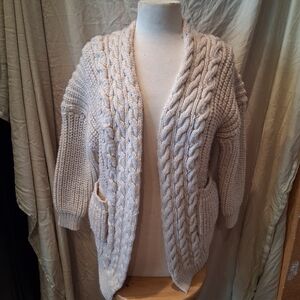 dreamer large Cream cable knit cardigan with pockets